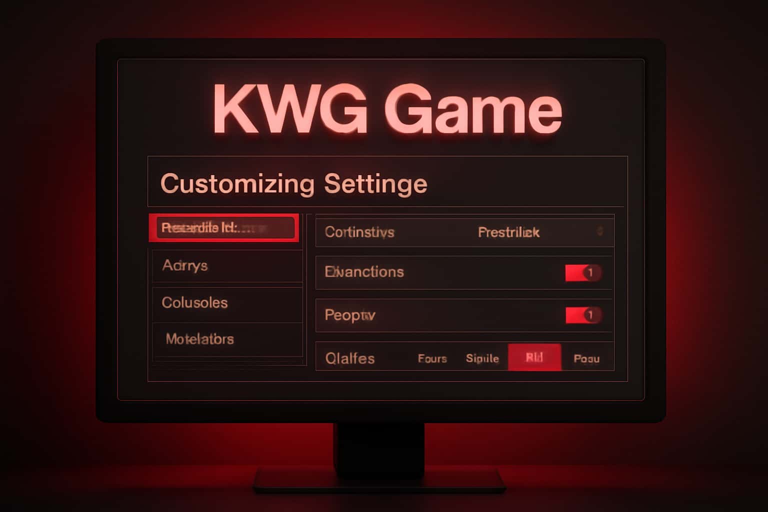 An informational scene illustrating the customization options in the KWG Game.