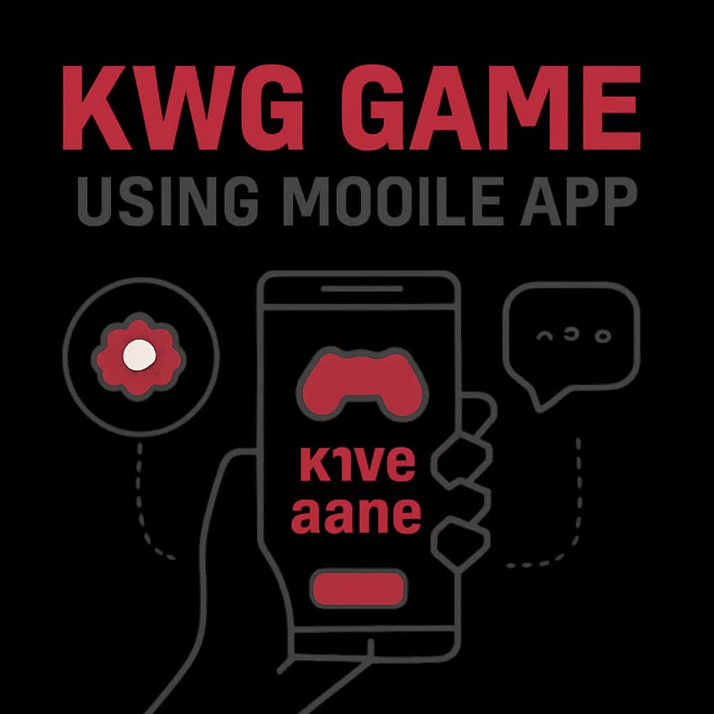 Illustration explaining features of the KWG Game Mobile App.